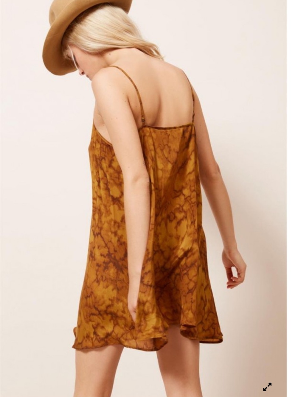 Mes Demoiselles Marbella Silk Mini Dress Sz 6 US 38 Brown Abstract Strappy*E3 - Picture 3 of 8